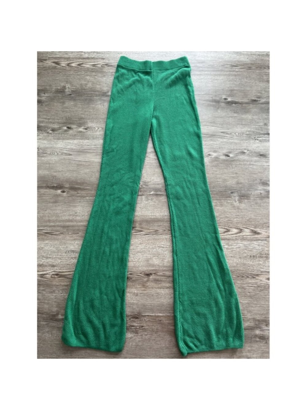 Zara Crochet Flare Leg Cover Up Pants Womens Small Green Stacked Length NWT